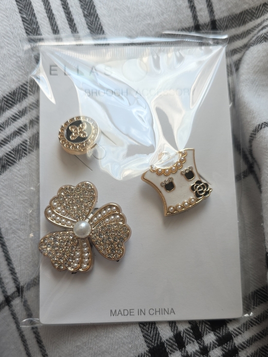 Ella Jewelry - Gold-Tone Pearl & Crystal Clover Pin Set - Women Jewelry